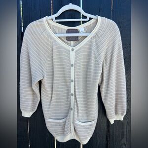 Chic Beige Striped Cardigan